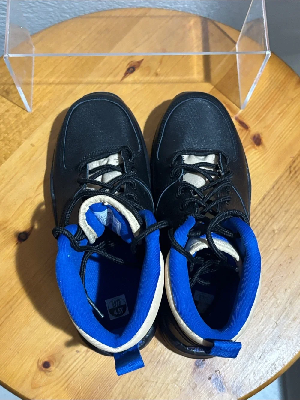 Nike Black and Blue Boys High-Top Lace-Up Sneakers 4.5Y